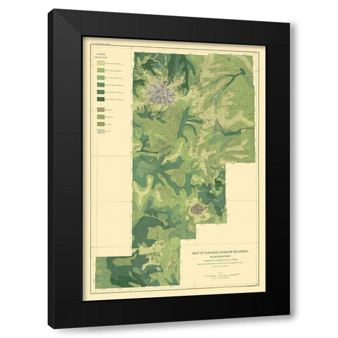 Mount Rainier Forest Washington 1899 Black Modern Wood Framed Art Print by Bien