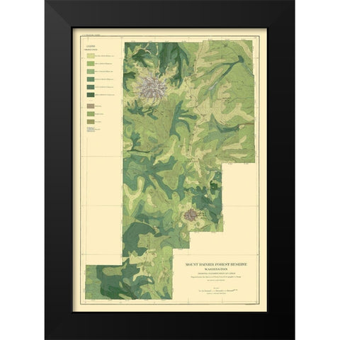 Mount Rainier Forest Washington 1899 Black Modern Wood Framed Art Print by Bien