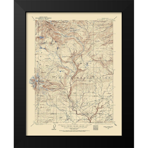 Mt Adams Washington Quad - USGS 1904 Black Modern Wood Framed Art Print by USGS
