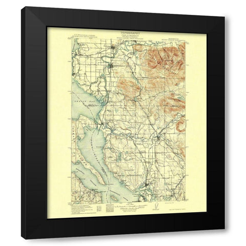 Mt Vernon Washington Quad - USGS 1911 Black Modern Wood Framed Art Print by USGS