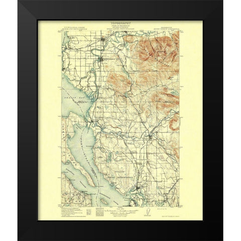 Mt Vernon Washington Quad - USGS 1911 Black Modern Wood Framed Art Print by USGS