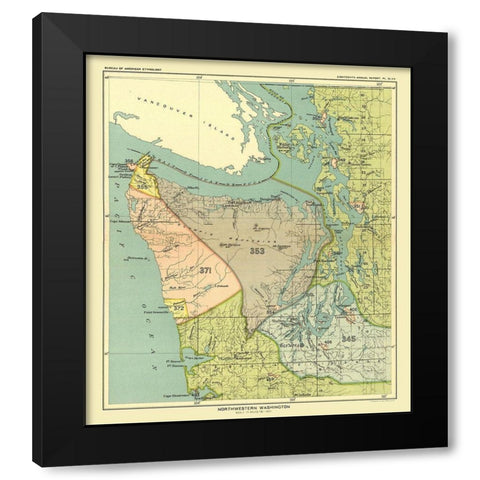 Northwestern Washington - Hoen 1896 Black Modern Wood Framed Art Print by Hoen