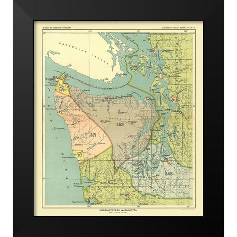 Northwestern Washington - Hoen 1896 Black Modern Wood Framed Art Print by Hoen