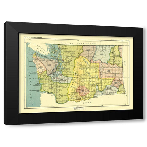 Washington - Olympia - Hoen 1896 Black Modern Wood Framed Art Print with Double Matting by Hoen
