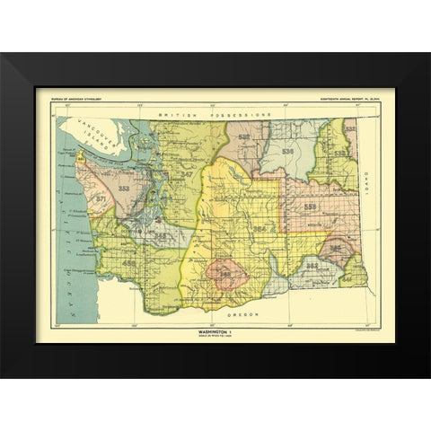 Washington - Olympia - Hoen 1896 Black Modern Wood Framed Art Print by Hoen