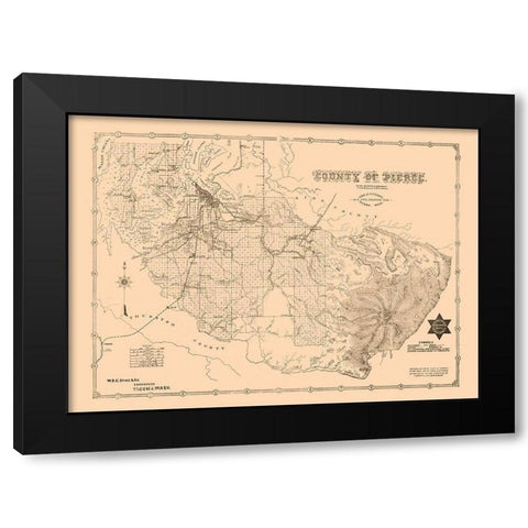 Pierce County Washington - Plummer 1890 Black Modern Wood Framed Art Print with Double Matting by Plummer