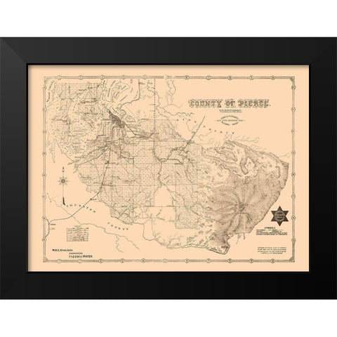 Pierce County Washington - Plummer 1890 Black Modern Wood Framed Art Print by Plummer