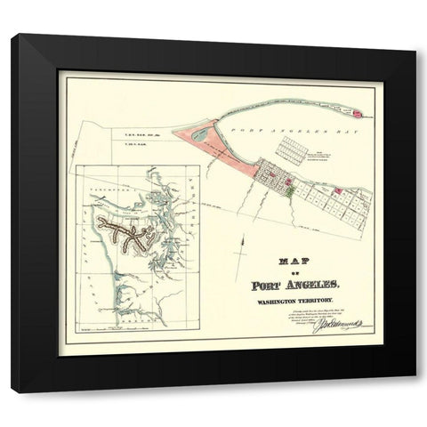Port Angeles Washington - Ware 1891 Black Modern Wood Framed Art Print by Ware
