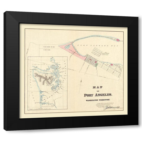 Port Angeles Washington - Edmunds 1864 Black Modern Wood Framed Art Print by Edmunds