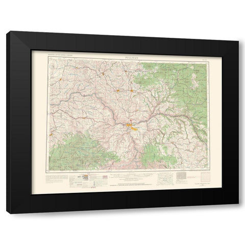 Pullman Washington Idaho Quad - USGS 1963 Black Modern Wood Framed Art Print by USGS
