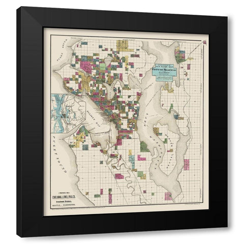 Seattle Washington Landowner - Anderson 1890 Black Modern Wood Framed Art Print with Double Matting by Anderson