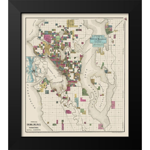 Seattle Washington Landowner - Anderson 1890 Black Modern Wood Framed Art Print by Anderson