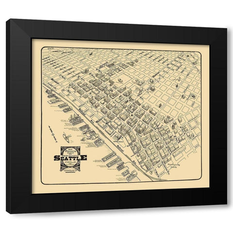 Business District Seattle Washington - Tulloch Black Modern Wood Framed Art Print with Double Matting by Tulloch