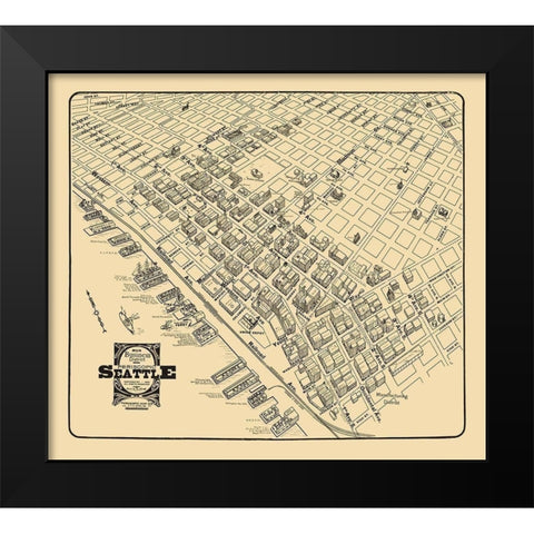 Business District Seattle Washington - Tulloch Black Modern Wood Framed Art Print by Tulloch