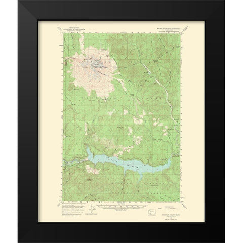Mt St Helens Washington Quad - USGS 1968 Black Modern Wood Framed Art Print by USGS