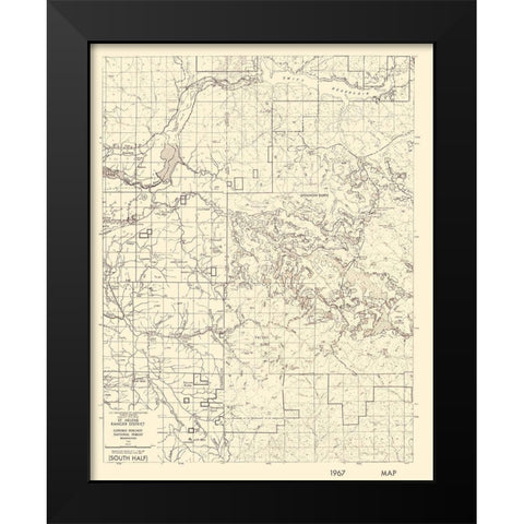Mt St Helens Ranger District Washington Quad Black Modern Wood Framed Art Print by USDA