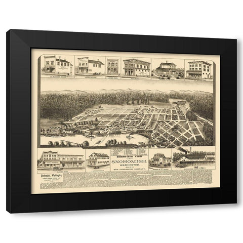Snohomish Washington - Elliot 1890 Black Modern Wood Framed Art Print by Elliot
