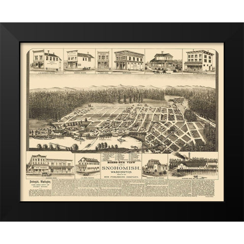 Snohomish Washington - Elliot 1890 Black Modern Wood Framed Art Print by Elliot