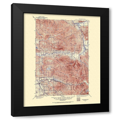 Stillaguamish Washington Quad - USGS 1899 Black Modern Wood Framed Art Print by USGS
