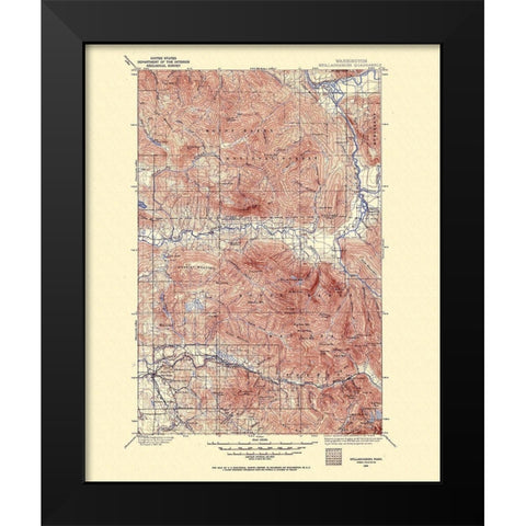 Stillaguamish Washington Quad - USGS 1899 Black Modern Wood Framed Art Print by USGS