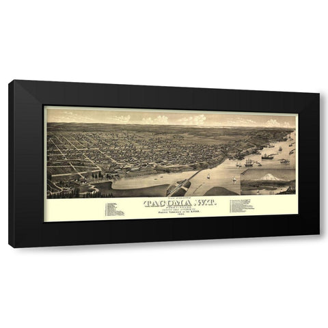 Tacoma Washington - Stoner 1884 Black Modern Wood Framed Art Print by Stoner