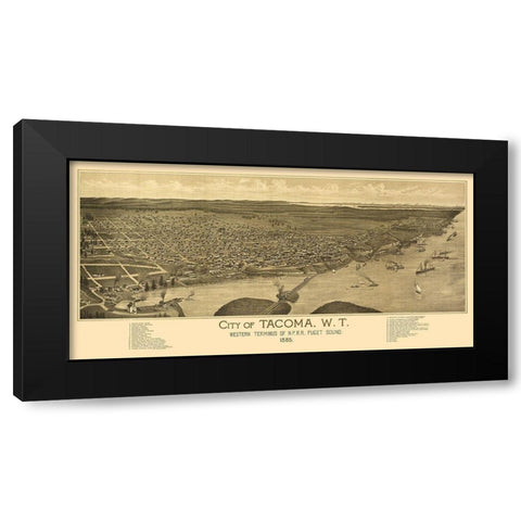 Tacoma Washington -1885 Black Modern Wood Framed Art Print by Unknown