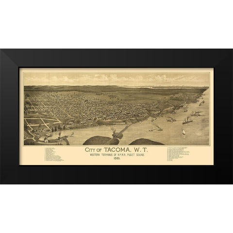 Tacoma Washington -1885 Black Modern Wood Framed Art Print by Unknown