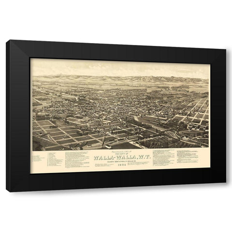 Walla Walla Washington - Burleigh 1884 Black Modern Wood Framed Art Print by Burleigh