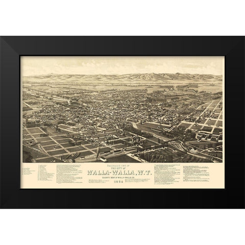 Walla Walla Washington - Burleigh 1884 Black Modern Wood Framed Art Print by Burleigh