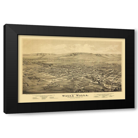 Walla Walla Washington - Everts 1876 Black Modern Wood Framed Art Print by Everts