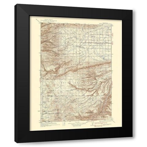 White Swan Washington Quad - USGS 1937 Black Modern Wood Framed Art Print with Double Matting by USGS