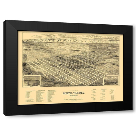 Yakima Washington - Spike 1889 Black Modern Wood Framed Art Print by Spike