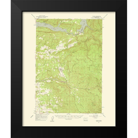 Yacolt Washington Quad - USGS 1961 Black Modern Wood Framed Art Print by USGS