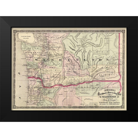 Washington - Cram 1875 Black Modern Wood Framed Art Print by Cram