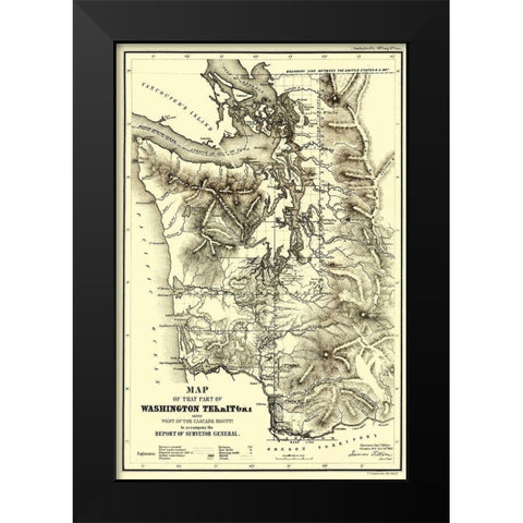 Washington Territory - West of Cascades - Duval Black Modern Wood Framed Art Print by Duval
