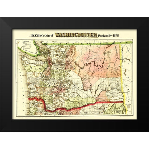 Washington Territory - Askevold 1878 Black Modern Wood Framed Art Print by Askevold