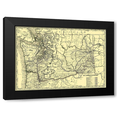 Washington Railroads - 1892 Black Modern Wood Framed Art Print with Double Matting by Unknown