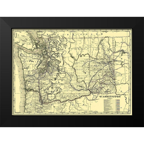 Washington Railroads - 1892 Black Modern Wood Framed Art Print by Unknown