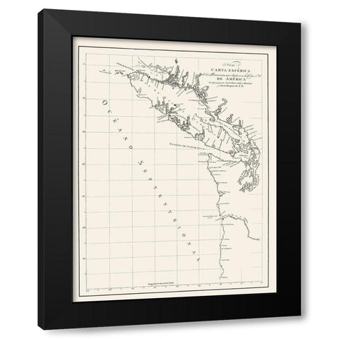 Washington Coast, Vancouver Island - Beques 1791 Black Modern Wood Framed Art Print by Beques