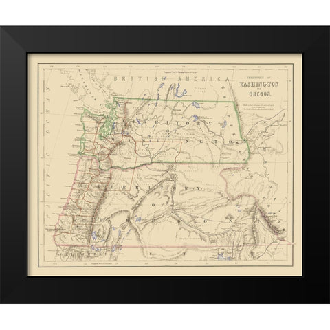 Washington, Oregon Territories - Rogers 1857 Black Modern Wood Framed Art Print by Rogers