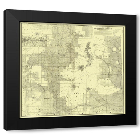 Northern Pacific Railroad Land Grant 1888 Black Modern Wood Framed Art Print by Matthews