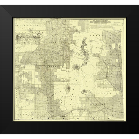 Northern Pacific Railroad Land Grant 1888 Black Modern Wood Framed Art Print by Matthews