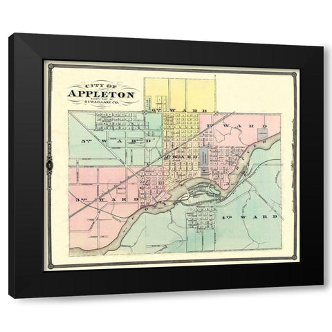 Appleton Wisconsin - Snyder 1878 Black Modern Wood Framed Art Print with Double Matting by Snyder