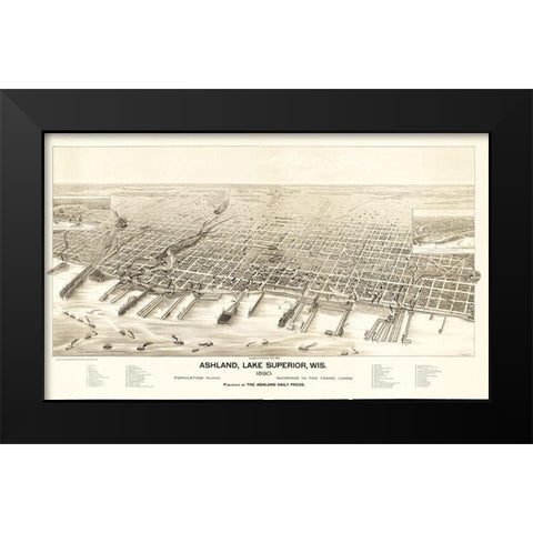 Ashland Wisconsin - Pauli 1890 Black Modern Wood Framed Art Print by Pauli
