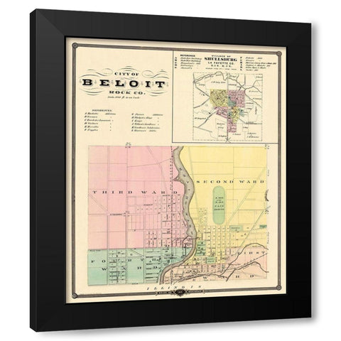 Beloit, Shullsburg Wisconsin Landowner Black Modern Wood Framed Art Print by Snyder