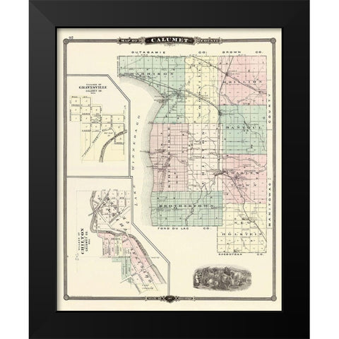 Calumet Wisconsin Landowner - Snyder 1878 Black Modern Wood Framed Art Print by Snyder