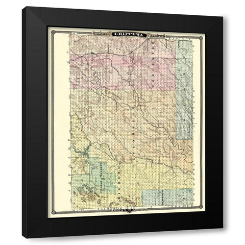 Chippewa North Wisconsin - Snyder 1878 Black Modern Wood Framed Art Print with Double Matting by Snyder