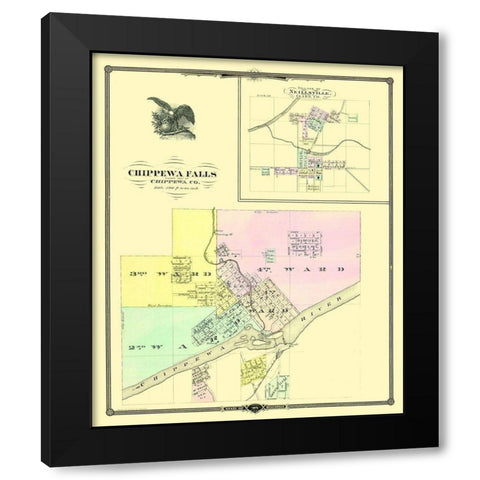 Chippewa Falls Wisconsin Landowner - Snyder 1878 Black Modern Wood Framed Art Print with Double Matting by Snyder