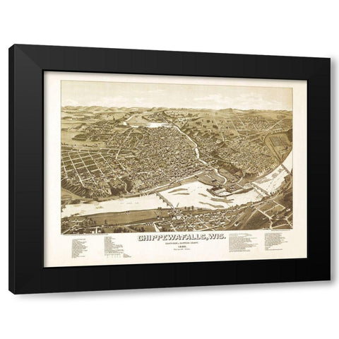 Chippewa Falls Wisconsin - Norris 1886 Black Modern Wood Framed Art Print with Double Matting by Norris