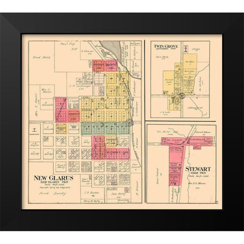 New Glarus, Twin Grove, Stewart Wisconsin Black Modern Wood Framed Art Print by Ogle